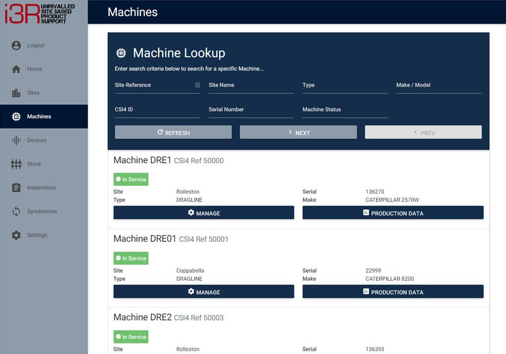 Asset Field Inspection Table App Screenshot